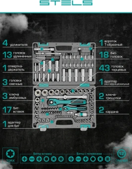 Набор инструментов Stels 14122 109 предметов (жесткий кейс) - купить недорого с доставкой в интернет-магазине
