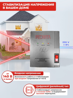 Стабилизатор напряжения Ресанта АСН-1000Д/1-Ц 1кВА однофазный серый (63/6/38) - купить недорого с доставкой в интернет-магазине