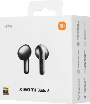 Гарнитура вкладыши Xiaomi Buds 6 черный беспроводные bluetooth в ушной раковине (BHR08ODGL) - купить недорого с доставкой в интернет-магазине