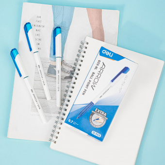 Ручка шариков. Deli Arrow EQ23-BL белый/голубой d=0.7мм син. черн. (1шт) - купить недорого с доставкой в интернет-магазине