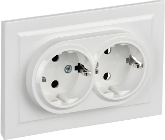 Розетка силов. IEK Brite РСш12-3-БрБ BR-R24-16-K01-F 2розет. двойн. скрыт. зазем. штор. IP20 белый (упак.:1шт) - купить недорого с доставкой в интернет-магазине