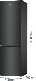Холодильник Gorenje NRK6202EBXL4 2-хкамерн. черный мат. - купить недорого с доставкой в интернет-магазине