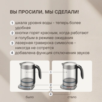 Чайник электрический Rondell RDE-WK888 1.6л. 2200Вт серебристый/черный корпус: стекло - купить недорого с доставкой в интернет-магазине