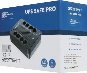 Источник бесперебойного питания Smartwatt Safe Pro 600Вт 1000ВА черный - купить недорого с доставкой в интернет-магазине