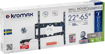 Кронштейн для телевизора Kromax ELEMENT-4 черный 22"-65" макс.50кг настенный наклон - купить недорого с доставкой в интернет-магазине