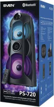 Колонка порт. Sven AC PS-720 черный 80W 1.0 BT/3.5Jack 10м 4400mAh (АС PS-720) - купить недорого с доставкой в интернет-магазине