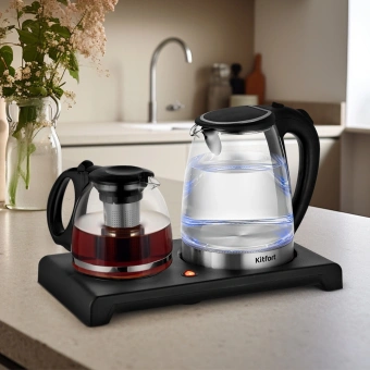Чайный набор Kitfort КТ-6180 2л. 1500Вт черный корпус: стекло/пластик - купить недорого с доставкой в интернет-магазине