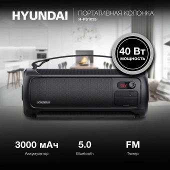Колонка порт. Hyundai H-PS1025 черный 40W 2.0 BT 10м 3000mAh - купить недорого с доставкой в интернет-магазине