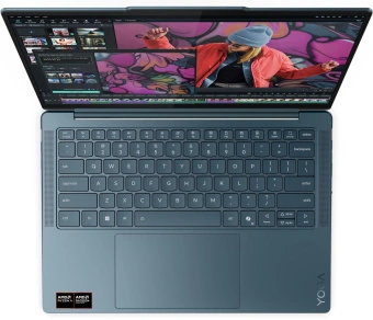 Ноутбук Lenovo Yoga Slim7 14AKP10 Ryzen AI 5 340 16Gb SSD1Tb AMD Radeon 840M 14" OLED 2.8K (2880x1800) Windows 11 Home turquoise WiFi BT Cam (83JY0009RK) - купить недорого с доставкой в интернет-магазине