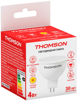 Лампа светодиодная Thomson TH-B2043 4Вт цок.:GU5.3 рефлек. 220B св.свеч.бел.теп. MR16 - купить недорого с доставкой в интернет-магазине