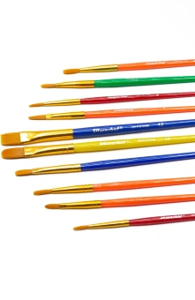 Набор кистей Silwerhof Color (наб.10шт) синт.кр.№2,3/плос.№3,6,7,12/овал.№3,10 - купить недорого с доставкой в интернет-магазине