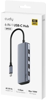 Разветвитель USB-C Cudy UH500 4порт. серебристый - купить недорого с доставкой в интернет-магазине