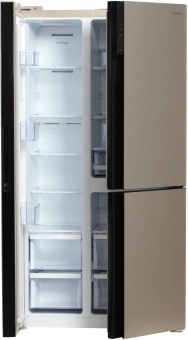 Холодильник Hyundai CS6073FV 3-хкамерн. шампань стекло инвертер - купить недорого с доставкой в интернет-магазине