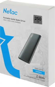 Накопитель SSD Netac USB-C 250GB NT01ZSLIM-250G-32BK Z Slim 1.8" черный - купить недорого с доставкой в интернет-магазине