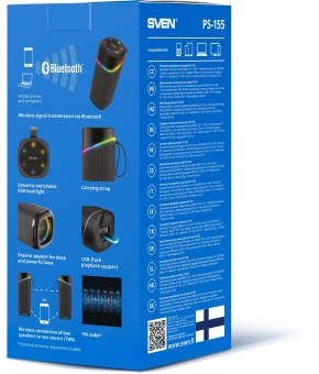 Колонка порт. Sven PS-155 черный 10W 1.0 BT 1800mAh (SV-022334) - купить недорого с доставкой в интернет-магазине