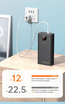 Мобильный аккумулятор Romoss PEA40PF 40000mAh QC3.0 22.5W 5A 2xUSB-A/USB-C черный (6973693499151) - купить недорого с доставкой в интернет-магазине