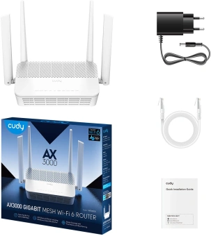 Роутер беспроводной Cudy WR3000S AX3000 10/100/1000BASE-TX белый - купить недорого с доставкой в интернет-магазине