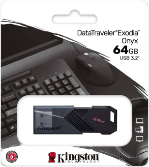 Флеш Диск Kingston 64GB DataTraveler Exodia Onyx DTXON/64GB USB3.2 черный - купить недорого с доставкой в интернет-магазине