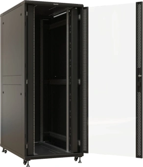 Шкаф серверный Hyperline (TTBR-4281-AS-RAL9004) напольный 42U 800x1000мм пер.дв.стекл задн.дв.спл.стал.лист 4 бок.пан. 1000кг черный 910мм 140.8кг 2055мм IP20 сталь - купить недорого с доставкой в интернет-магазине