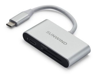 Устройство чтения карт памяти USB Type-C SunWind SW-CR051-S серебристый - купить недорого с доставкой в интернет-магазине