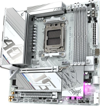 Материнская плата Gigabyte X870M AORUS ELITE WIFI7 ICE Socket AM5 AMD X870 4xDDR5 mATX AC`97 8ch(7.1) 2.5Gg RAID+HDMI - купить недорого с доставкой в интернет-магазине