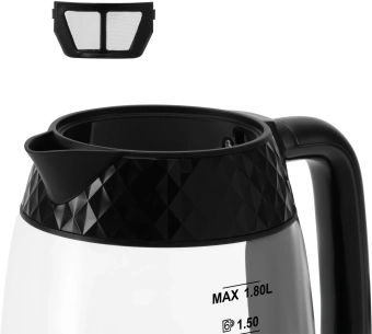 Чайник электрический Polaris PWK 1809CGL 1.8л. 2200Вт черный корпус: стекло/пластик - купить недорого с доставкой в интернет-магазине
