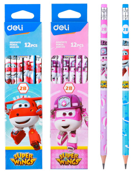 Карандаш ч/г Deli EU53500 Super Wings 2B шестигран. ассорти (12шт) ластик - купить недорого с доставкой в интернет-магазине