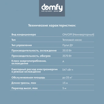 Сплит-система Domfy DCW-AC-12-1 белый - купить недорого с доставкой в интернет-магазине