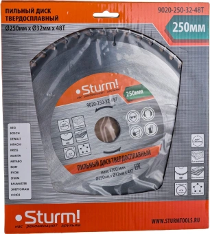 Диск пильный по дер. Sturm! 9020-250-32-48T d(посад.)=32мм (циркулярные пилы) (упак.:1шт) - купить недорого с доставкой в интернет-магазине