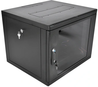 Шкаф коммутационный ЦМО (ШРН-М-9.650-9005) настенный 9U 600x650мм пер.дв.стекл 120кг черный 581мм 22.5кг 180град. 475мм металл - купить недорого с доставкой в интернет-магазине