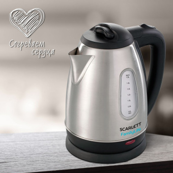 Чайник электрический Scarlett SC-EK21S20 1.8л. 1600Вт черный/серебристый корпус: металл/пластик (EK21S20) - цена, купить или заказать с доставкой в интернет-магазине Чайник электрический Scarlett SC-EK21S20 1.8л. 1600Вт черный/серебристый корпус: металл/пластик (EK21S20) - купить недорого с доставкой в интернет-магазине