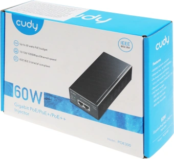 Инжектор PoE Cudy POE300 10/100/1000BASE-T 60Вт 53В(DC) - купить недорого с доставкой в интернет-магазине