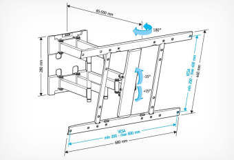 Кронштейн для телевизора Holder LCD-SU6602-B черный 26"-60" макс.45кг настенный поворот - купить недорого с доставкой в интернет-магазине