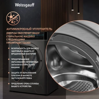 Стиральная машина Weissgauff WM 58411 Direct Drive Inverter Premium класс: A+++ загр.фронтальная макс.:11кг темно-серебристый инвертор - купить недорого с доставкой в интернет-магазине