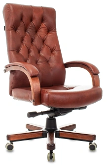 Кресло руководителя Бюрократ T-9928WALNUT светло-коричневый Leather Eichel кожа крестов. металл/дерево - купить недорого с доставкой в интернет-магазине