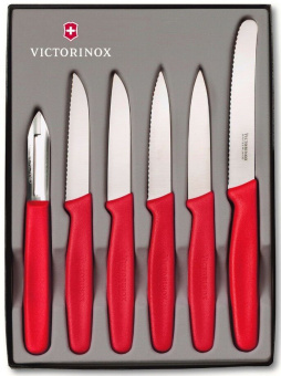 Набор ножей кухон. Victorinox Standart (5.1111.6) компл.:6предм. красный подар.коробка - купить недорого с доставкой в интернет-магазине