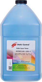 Тонер Static Control KYTK5140-1KG-C голубой флакон 1000гр. для принтера Kyocera EcoSys-M6030/M6530/P6130/M6035/M6535/P6035 - купить недорого с доставкой в интернет-магазине