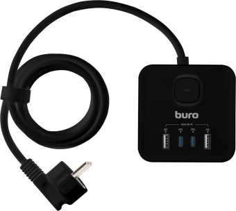 Сетевой удлинитель Buro BU-PTE4.1UC-Plus-B 1.5м (4 розетки) черный (пакет ПЭ) - купить недорого с доставкой в интернет-магазине