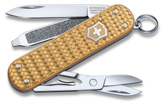Нож перочинный Victorinox Classic Precious Alox (0.6221.408G) 58мм 5функц. золотистый подар.коробка - купить недорого с доставкой в интернет-магазине