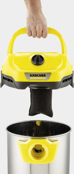 Строительный пылесос Karcher WD 2 Plus S V-15/4/18 1000Вт (уборка: сухая/сбор воды) желтый - купить недорого с доставкой в интернет-магазине
