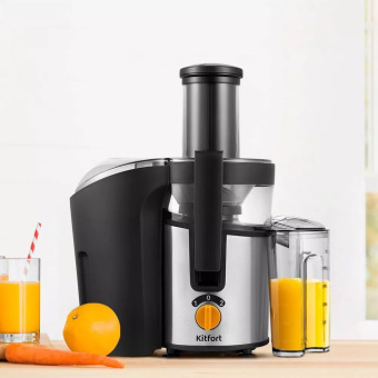 Соковыжималка центробежная Kitfort КТ-1138 800Вт рез.сок.:1000мл. черный/нержавеющая сталь - купить недорого с доставкой в интернет-магазине
