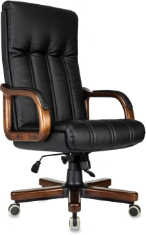 Кресло руководителя Бюрократ T-9932Walnut черный экокожа крестов. металл/дерево - купить недорого с доставкой в интернет-магазине