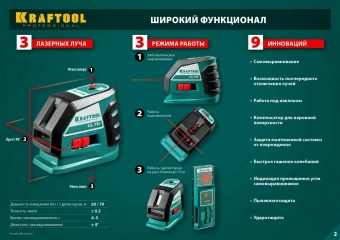 Нивелир лазерн. Kraftool 34660-4 цв.луч. красный 2луч. - купить недорого с доставкой в интернет-магазине