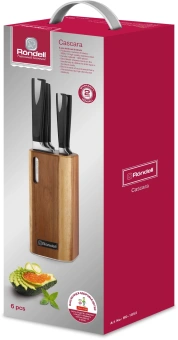 Набор ножей кухон. Rondell Cascara RD-1852 компл.:6предм. с подставкой черный подар.коробка - купить недорого с доставкой в интернет-магазине