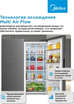 Холодильник Midea MDRS710FGE46 2-хкамерн. нержавеющая сталь инвертер - купить недорого с доставкой в интернет-магазине
