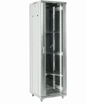 Шкаф коммутационный Rexant (04-3266-211) напольный 32U 600x600мм пер.дв.стекл металл 2 бок.пан. направл.под винты 800кг серый 230град. IP20 сталь - купить недорого с доставкой в интернет-магазине
