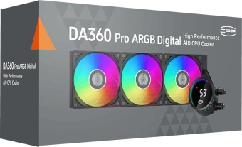Система водяного охлаждения PcCooler DA360 Pro Digital BK ARGB Soc-AM5/AM4/1200/1700/1851 черный 4-pin Al LCD 300W Ret (DA360PRO-BKAWXL-GL) - купить недорого с доставкой в интернет-магазине