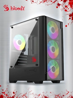 Корпус Bloody CC-124 черный без БП mATX 8x120mm 2xUSB2.0 1xUSB3.0 audio bott PSU - купить недорого с доставкой в интернет-магазине