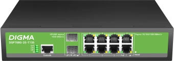 Коммутатор Digma DSP708G-2S-T135 (L2+) 8x1Гбит/с 2SFP 8PoE 8PoE+ 135W управляемый - купить недорого с доставкой в интернет-магазине