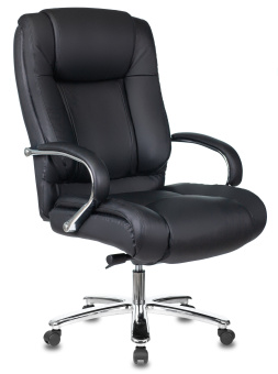 Кресло руководителя Бюрократ T-9925SL черный кожа крестов. металл хром - купить недорого с доставкой в интернет-магазине